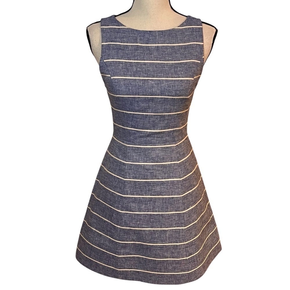 Alice + Olivia Lindsey Striped Fit and Flare Mini Dress Sz-2